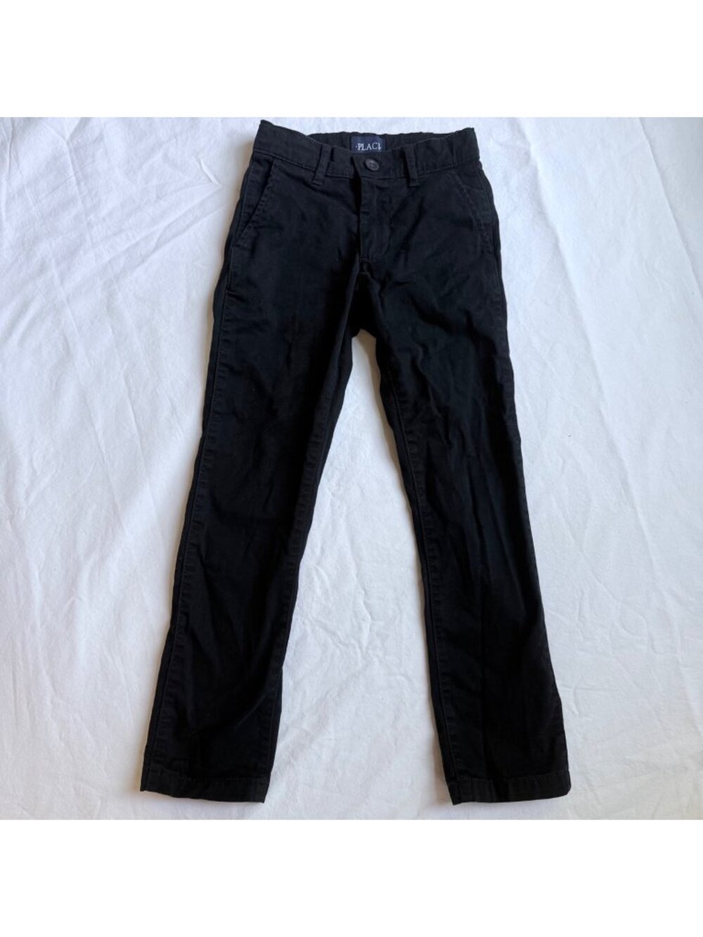 Childrens Place Boys Black Chinos Slim-Fit Pants Size 7 Cotton/Spandex Blend